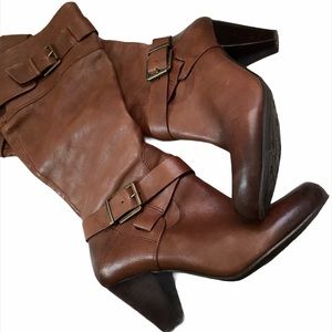 Arturo Chiang brown leather knee high boots